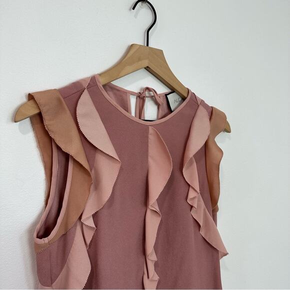 Alexis Mathilde Ruffle trimmed Crepe Top In Pink size XS - Picture 4 of 8